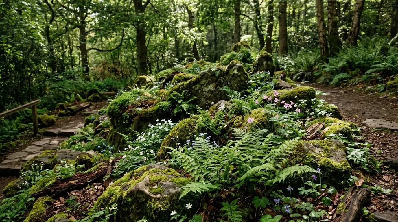 Woodland Rock Garden With Moss